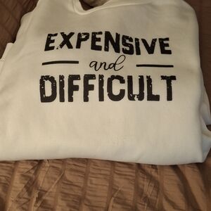 White Sweatshirt with Black Text